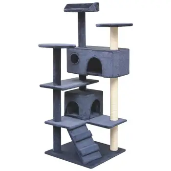 

Cat Tree with Sisal Scratching Posts 125 cm Feature-packed Multi-level Play Center Simple Fully Functional Cat Gym Four Seasons