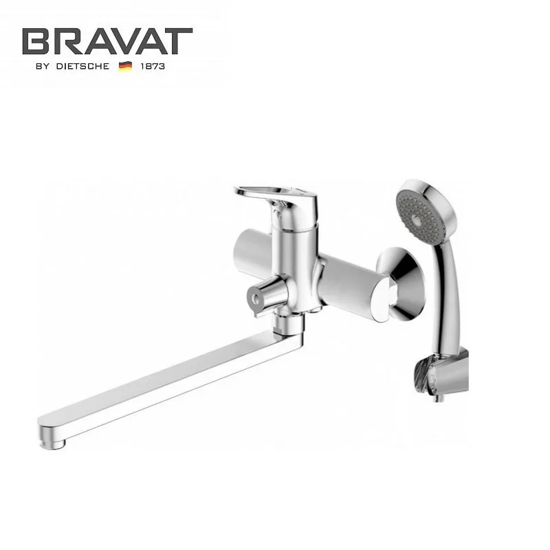 Смеситель для ванны с душем Bravat DROP-D длинный нос F648162C-LB-RUS | Обустройство дома