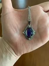 Collares de estilo Retro, joyería elíptica de Palacio, collar con Control de temperatura, cambio de Color, cadena de acero inoxidable