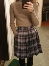 QRWR-minifaldas plisadas para mujer, faldas de cintura alta, estilo coreano japonés, a cuadros, para verano, 2021