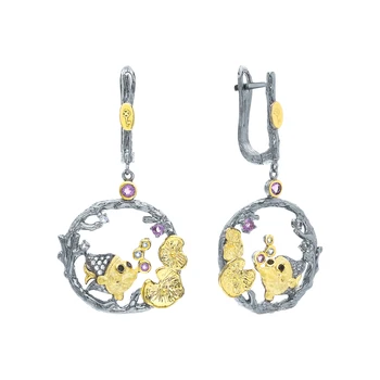 

Silver earrings with amethyst, with spinel and Topaz sunlight sample 925