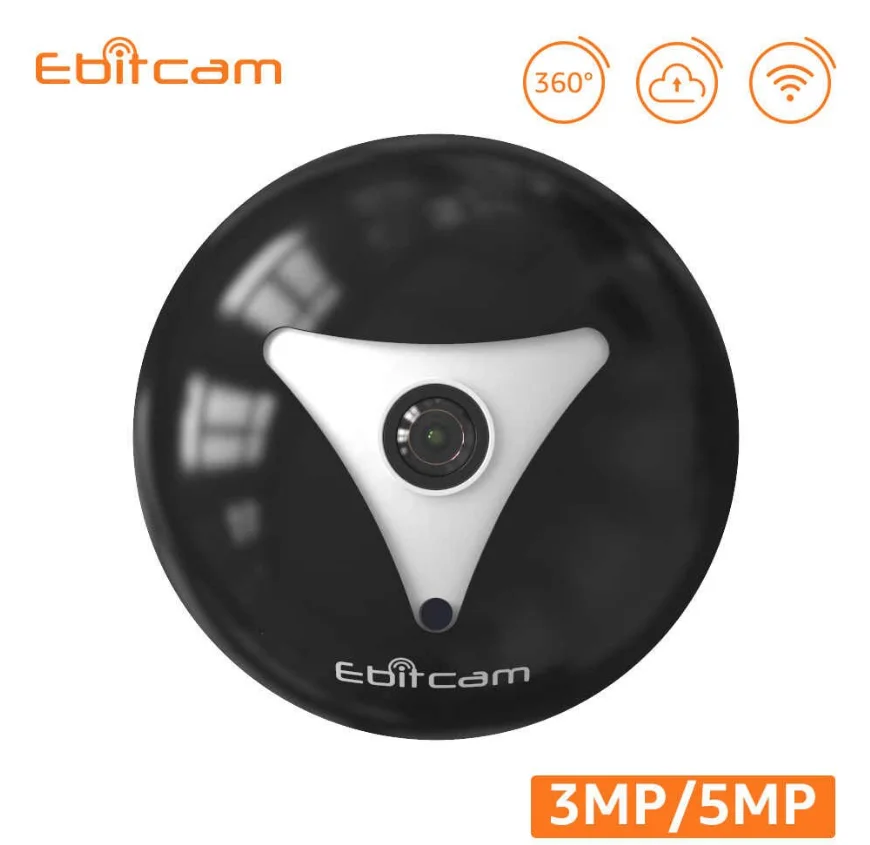 IP-камера Wi-Fi панорамная Ebitcam EBF2 FishEye 3MP 360 градусов слот microSD рыбий глаз |