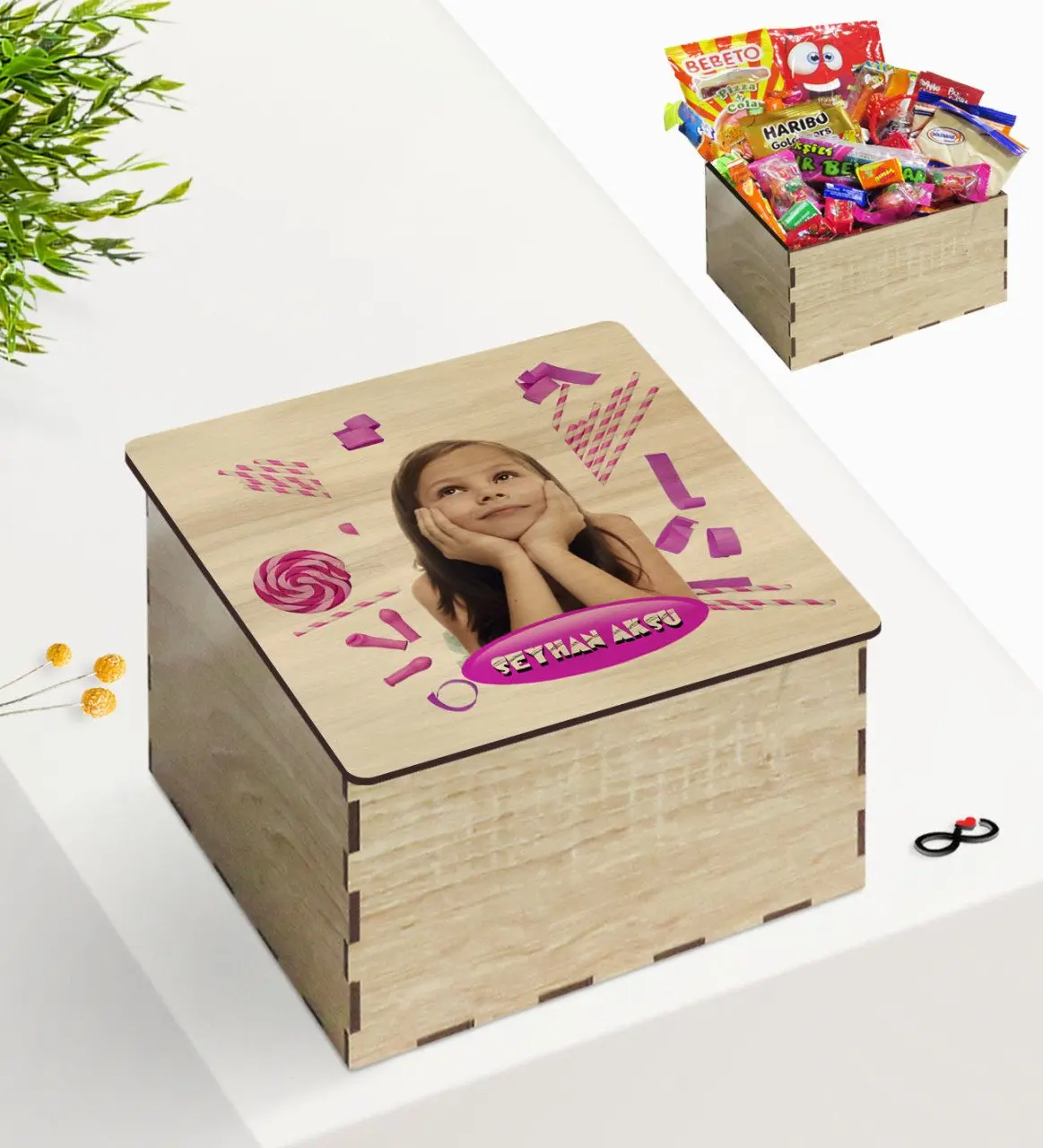 Tailor-made In Wooden Box Photo Birthday Design Nostalgic Lezzetler Gift Set-4 | Дом и сад