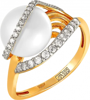 

Примаэксклюзив ring with pearls and cubic zirconia in red gold