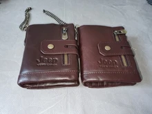 Billetera de cuero genuino para hombre, cartera con grabado gratis 100%, monedero pequeño, mini portatarjetas con cadena, portafolio de bolsillo para hombre