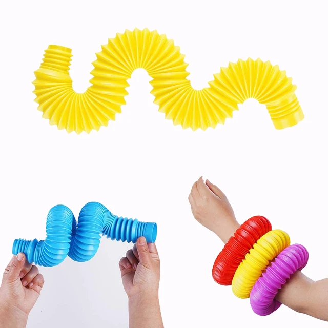 Huge POP Tube Color Corrugated Stretch Plastic Tube DIY Vent Relief Fidget Sensory Toy For Kids 3-5 Anxiety & Stress Toy XL Tube 2