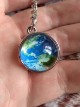 Llavero luminoso con bola de cristal de doble cara, sistema Solar que brilla en la oscuridad, para llaveros de galaxia, nebulosa, Luna, tierra, sol