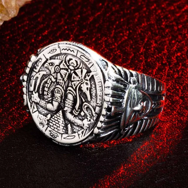 Men's Solomon Massive Finger-ring Supernatural Buddha Scripture Signet Wide  Thumb Big Rings For Ancient People Very Fashionable