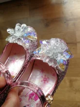 Disney-zapatos de princesa Elsa para niña, zapatos de vestir de dibujos animados de Frozen para niña, zapatos de fiesta de moda con tacones altos, regalo de Navidad
