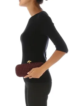 

BOTTEGA VENETA – Women’s Bag Claret Red – Knıtted Patterned – Sateen Clutch Bag