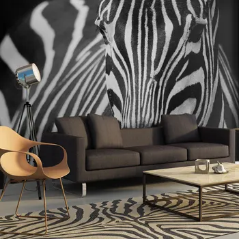 

Wall mural-white with black stripes-350x270 cm