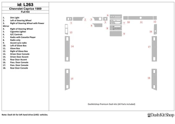 

Interior lining for Chevrolet Caprice 1989-1989. Set L263.