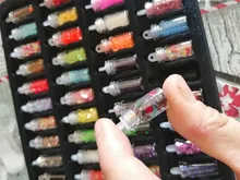 Set de 48 botellas de resina epoxi brillante, purpurina en polvo, corazón, estrella, Micro cuentas para arte de uñas, pegatinas de lentejuelas para fabricación de joyas DIY