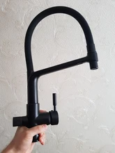 Kitchen Faucet FILTERED Pull-Down Brass PURE-WATER-FILTER Black Tap Spout Cold-Mixer