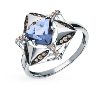 

Silver ring with Topaz and cubic zirconia sunlight sample 925