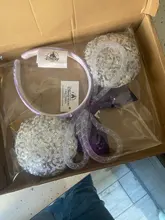 Minnie de Disney orejas de montaña espacial diadema gran lentejuelas arcos orejas traje diadema Cosplay felpa adultos/niños diadema