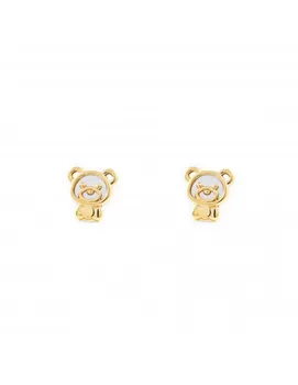 

Earrings girl Bear fretwork with nacar (9Kts)
