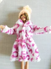 1 Pcs Handmade High Quality Doll Coat Dress Fur Clothes for Barbie Doll Winter Wear Leopard