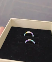 SILVERHOO-pendientes de aro de plata 925 para mujer, aretes de arcoíris en forma redonda, joyería fina, regalos de San Valentín 2021