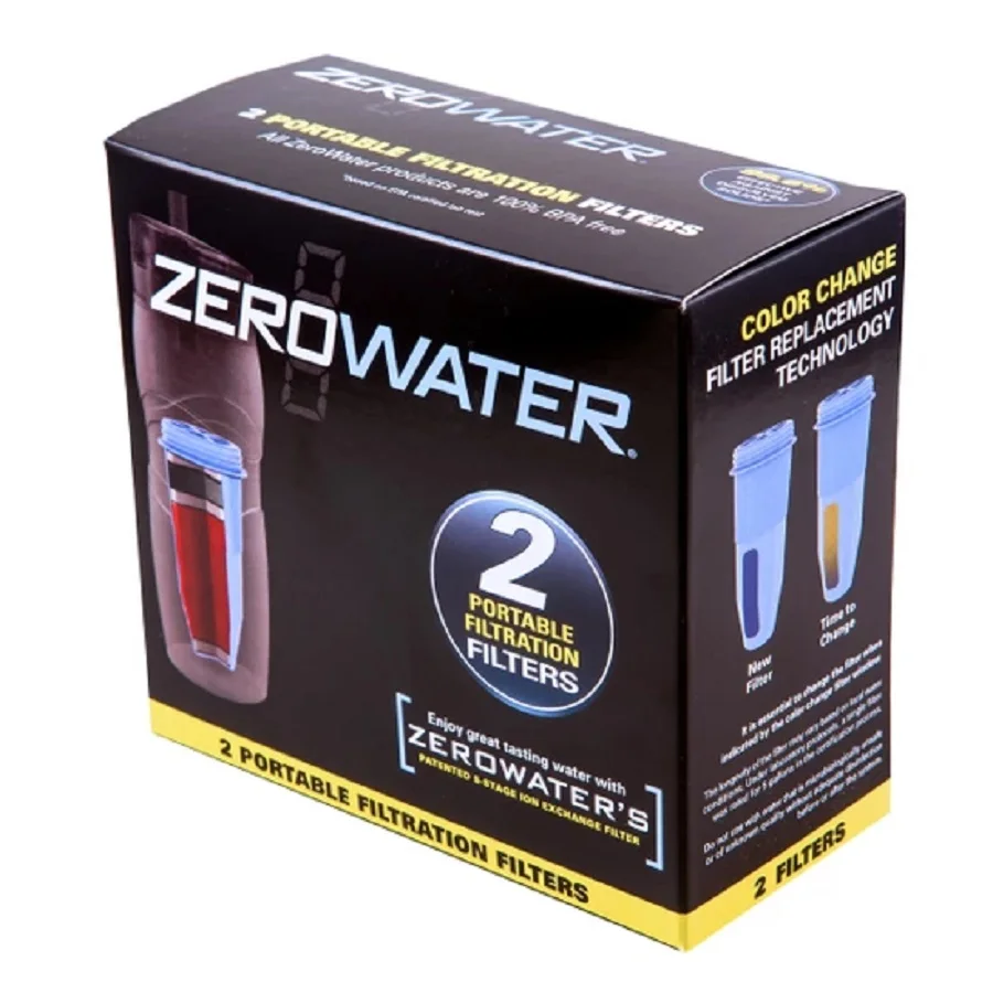 ZeroWater Travel Cup Filter Cartridges, 2 Pcs, 5 Stage Filtration System Reduces Fluoride, Chlorine, Lead and Chromium