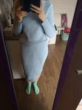 TAOVK Autumn Womens Costume Knitted  Tracksuit  Sweater + Slim Skirt Two-Piece Set