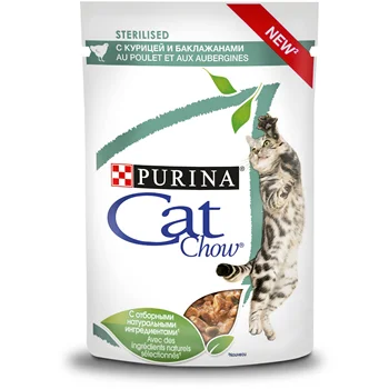

Cat Chow for стерилизованных cats with chicken and eggplant, 85g * 24