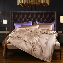 

High Quality Silk Bedding Set Solid Color Washed 3pcs Duvet Cover(No Sheet) Soft Smooth Quilt Cover Double Queen King Muti-Size