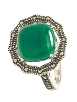 

Yuk markazit ring with marcasite and agate from silver