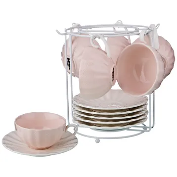 

Coffee set for 6 people 12 Ave. 140 ml on the metal stand "pink"