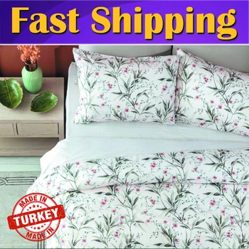 

Fleur Ranforce Printed Double Size Duvet Cover Set Salmon 100% Cotton Bedroom linens Ranforce bed cover blanket Cotton Four Seasons Cover Blanket Made in TURKEY Bed Sheet Duvet Cover Sets Ranforce Bedding Sets
