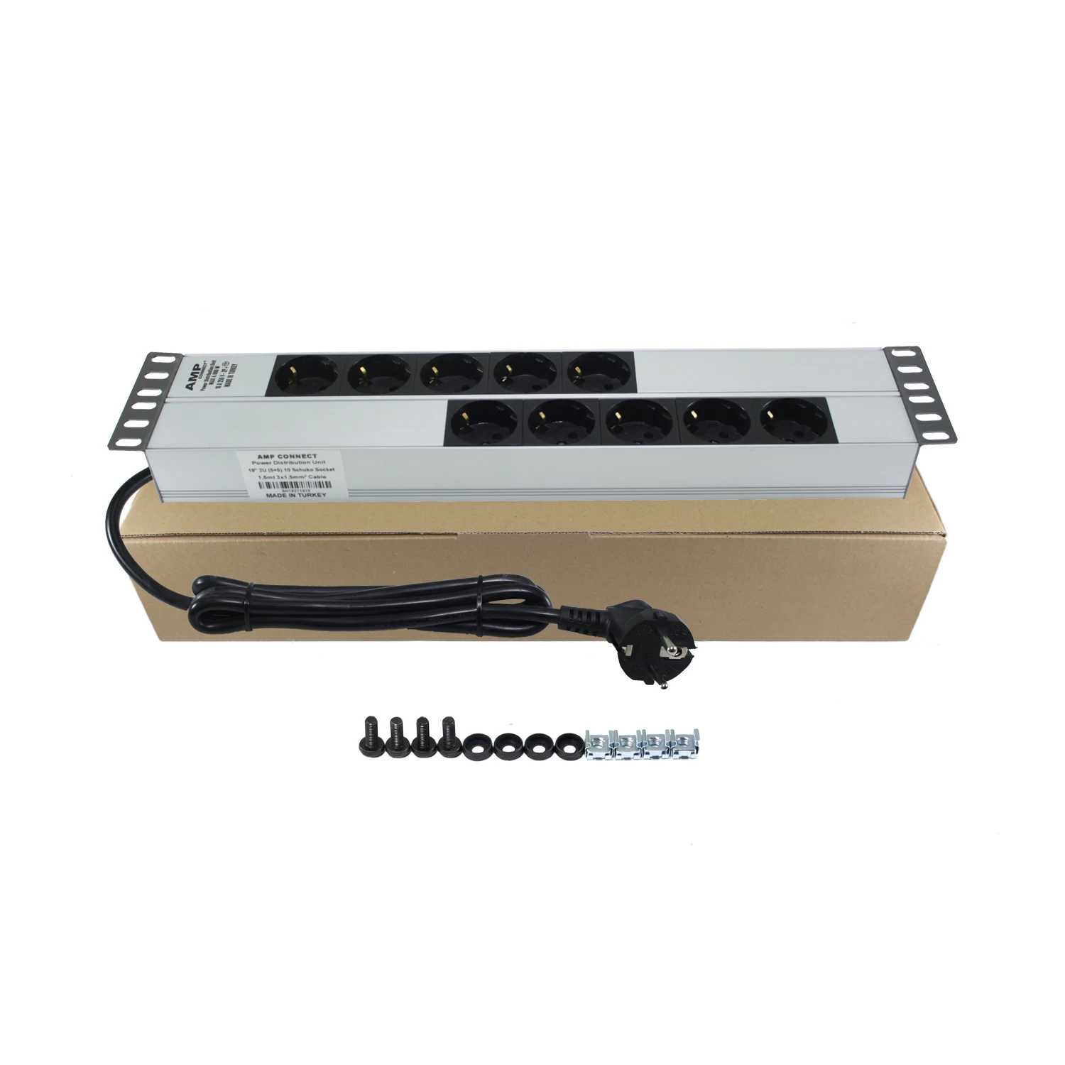 Переходник для усилителя PDU 19 дюймов 2U 10-ходовой немецкий тип (DIN49440) алюминиевый