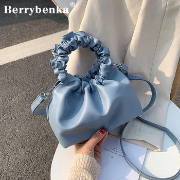 

Berrybenka PU Leather Tote Bags For Women 2020 Solid Color Shoulder Simple Bag Female Handbags and Purses Travel Totes