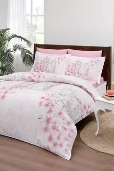 

Ozdilek Ranforce Cheerful Soft Feel Hypoallergenic % 100 Cotton 4 Pieces Double Duvet Cover Set with Flat Sheet Pink