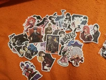 Paquete de calcomanías negras para niños, pegatinas de dibujos animados de Anime para papelería, maleta para portátil, guitarra, calcomanías de nevera, 10/50 Uds.