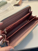 Women Wallets Purse Card-Holder Phone Pocket Geometric Zipper Pink Lady Patchwork Tassel