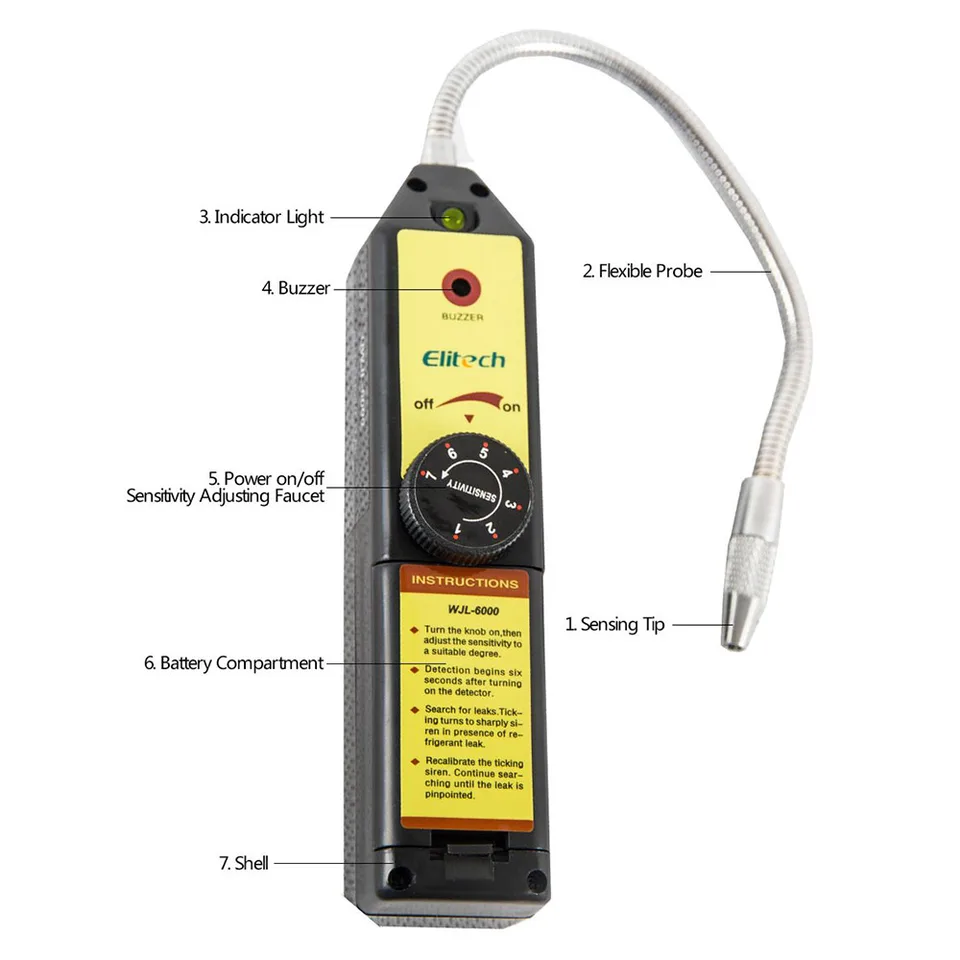 WJL-6000 Freon Leak Detector Halogen Refrigerant Gas Tester HVAC Tool R134a AC