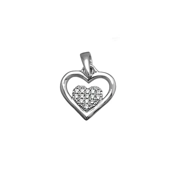 

Pendant 925 Sterling silver m hearts 12mm. Zircons shine woman