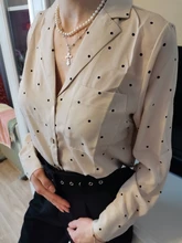 Casual Women Blouse Tops Collar Long-Sleeve Office-Work Printed Polka-Dot Fashion Ladies