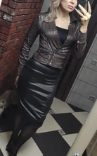 Falda de cuero de imitación para mujer, falda ajustada de cintura alta, Sexy, para oficina, 2021