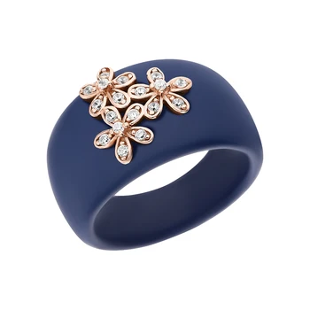 

Silver ring with ceramics and cubic zirconia sunlight sample 925