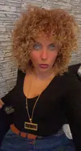 Curly Wig Short-Wig Bangs Afro Kinky Brown Synthetic Black-Women 14inches with Glorious