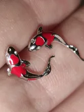 Bamoer-pendientes de esmalte rojo pez para mujer, Plata de Ley 925, pendientes de tuerca Koi para Primavera, joyería de plata SCE812