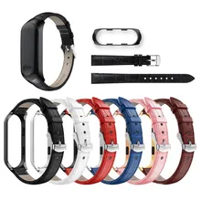 Сменный кожаный и металлический браслет для Xiaomi My Band 3/My Band 4