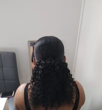 Coleta de pelo rizado Afro, cabello humano Remy brasileño con cordón, coleta Ombre, extensiones de cabello