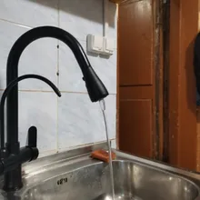 Quyanre-grúa filtrada para cocina, grifo con filtro de agua de rotación 360, mezclador de fregadero de tres vías, color negro mate