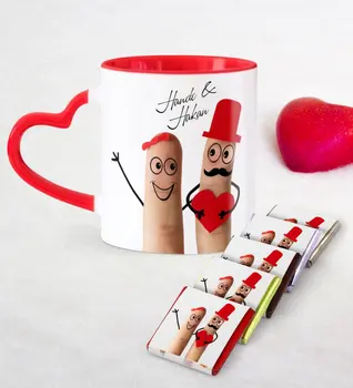 

Personalized Valentine 'S Day Themed Red Heart Mug and Chocolate Set-85