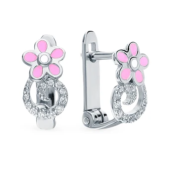 

Silver earrings with cubic zirconia and sunlight enamel sample 925 test