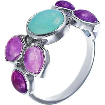 

Jay VI ring with amazonites and amethyst of silver