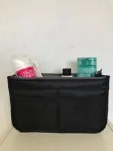 Organizador de viaje de nailon para mujer, bolso grande líneas, maquillaje, cosmético