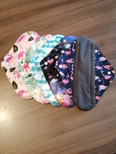 Almohadillas menstruales reutilizables de carbón de bambú para mujer, 5 uds., con bolsa impermeable, lavables